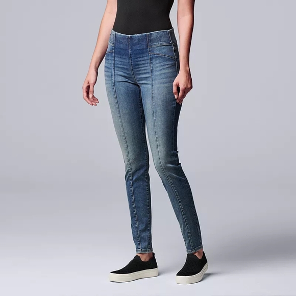 Simply Vera Vera Wang Denim - Simply Vera Vera Wang Women's Smoke Blue Pull-On Skinny Jeans Size 6 EUC